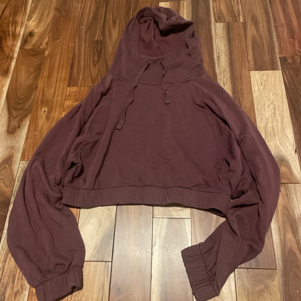 Aeropostale Brown Oversized Cropped Hoodie